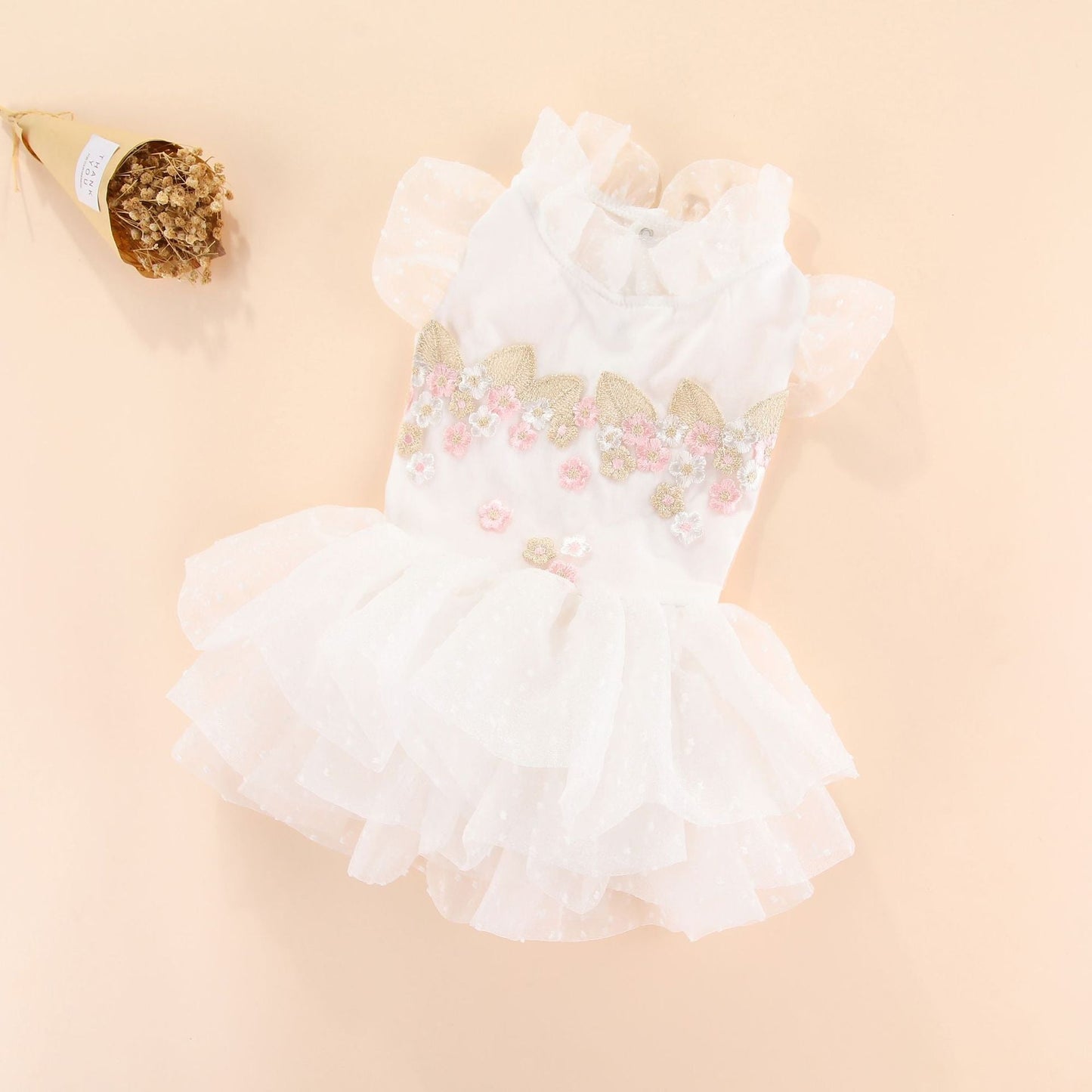 Summer puffy applique dress