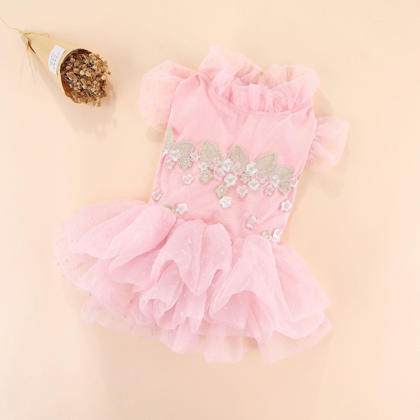 Summer puffy applique dress