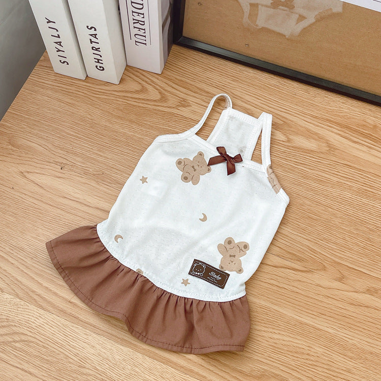 Adorable Bear Print Pet Slip Dress