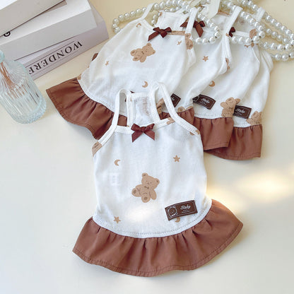 Adorable Bear Print Pet Slip Dress